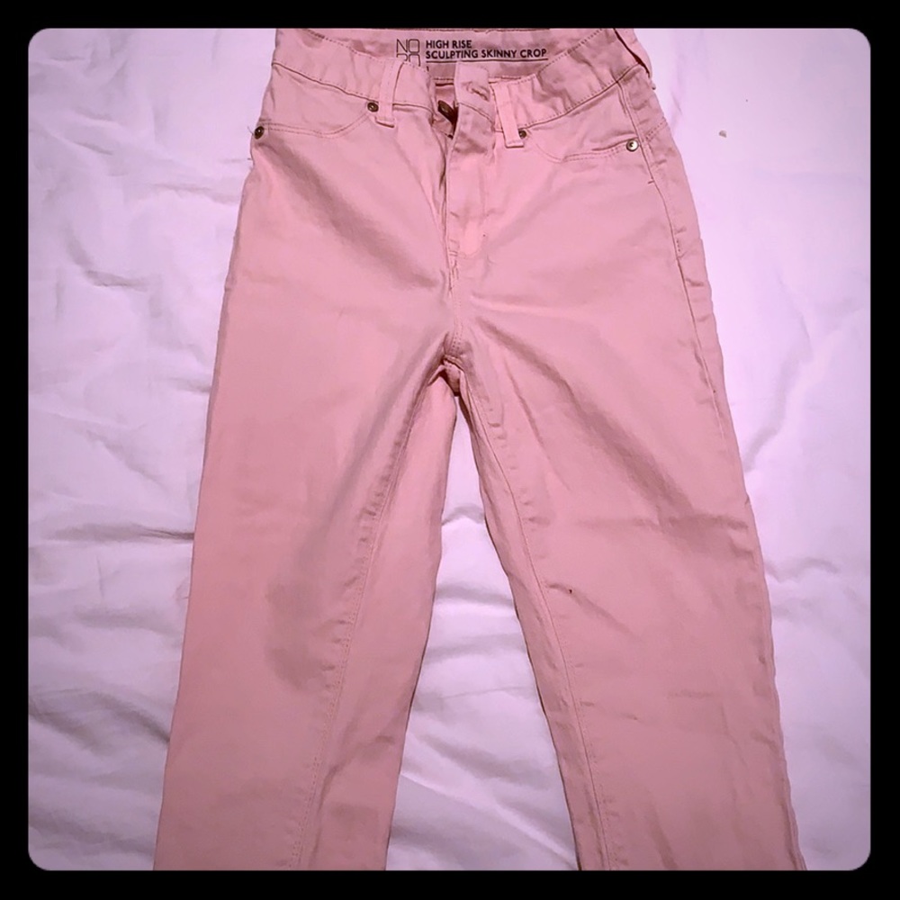 bright pink high rise jeans